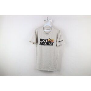 Hoyt Archery Mens Medium Distressed Spell Out Hunting Short Sleeve T-Shirt Gray
